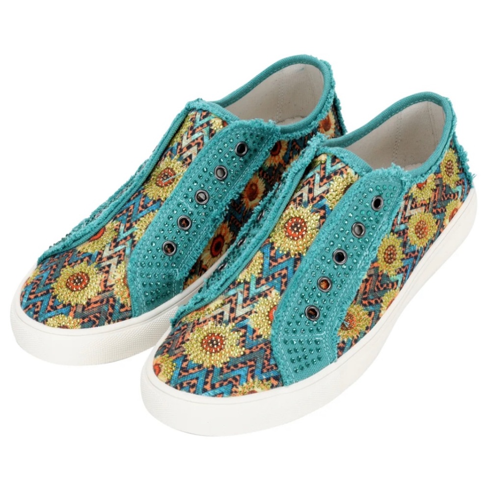 Montana West Sunflower & Leopard Bling Canvas Shoes